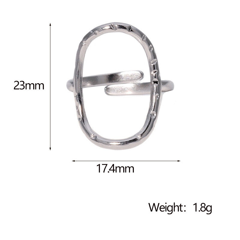 Simple Ins Simple Cold Style Open Ring Geometric Oval Personality Stainless Steel Ring Female