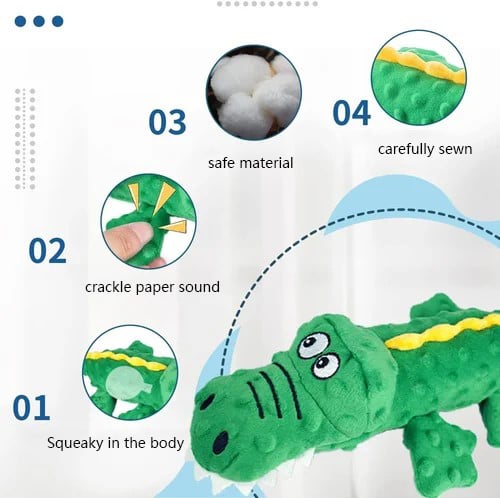 🎉Squeaky crocodile plush for aggressive chewers🐾