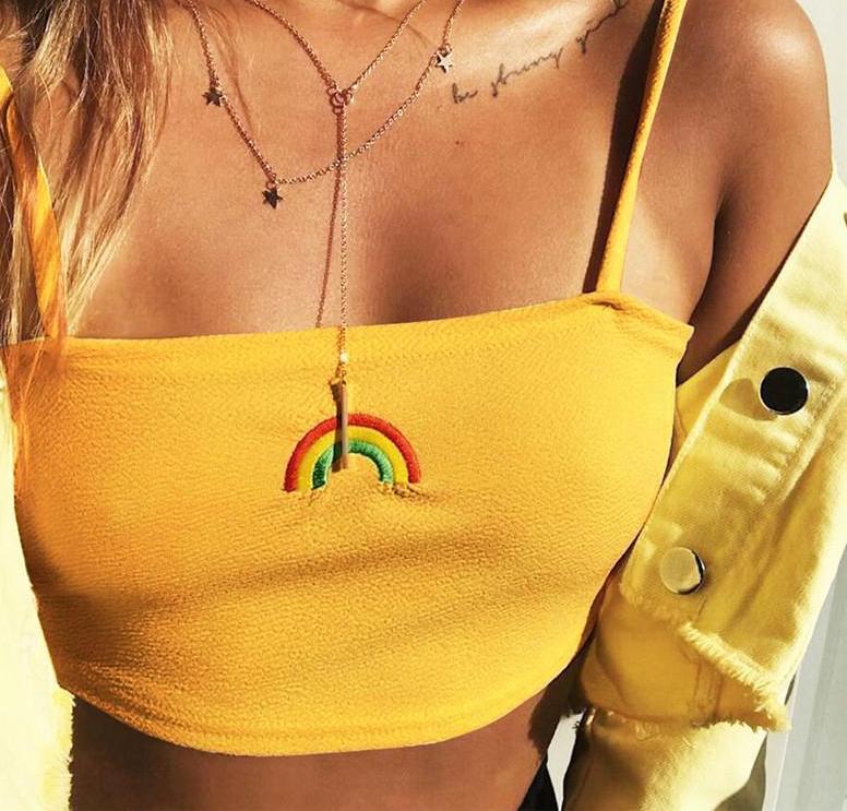 Rainbow Embroidered Camis Top