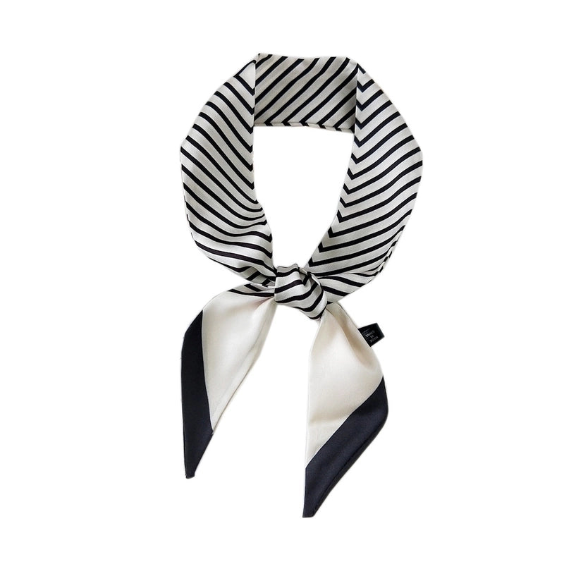 Fashion Streamer Printing Bow Silk Scarf