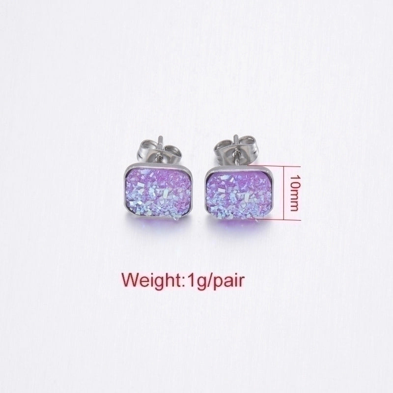 5 Pieces Elegant Minimalist Geometric Plating Inlay Stainless Steel Resin None Ear Studs