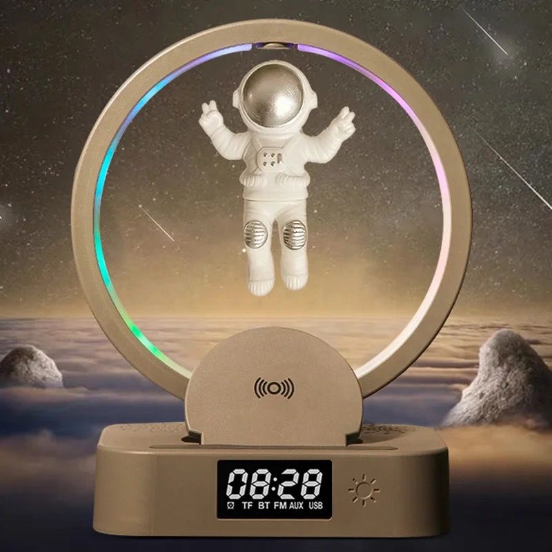 ASTRONAUT NIGHT LIGHT WITH SPEAKER. WIRELESS CHARGER LEVITATION LAMP