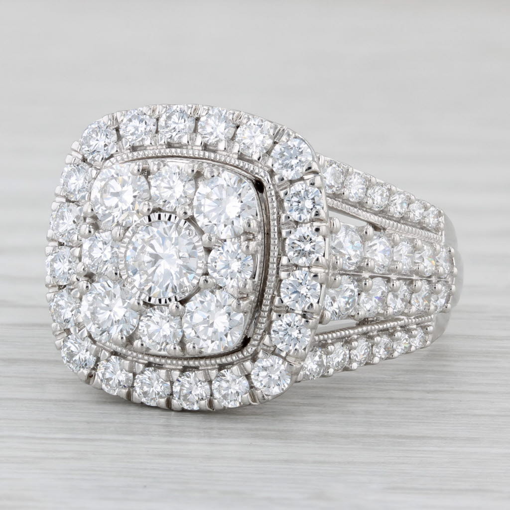 3.75ctw Lab Created Diamond Cluster Ring 10k Gold Bridal Engagement Cocktail