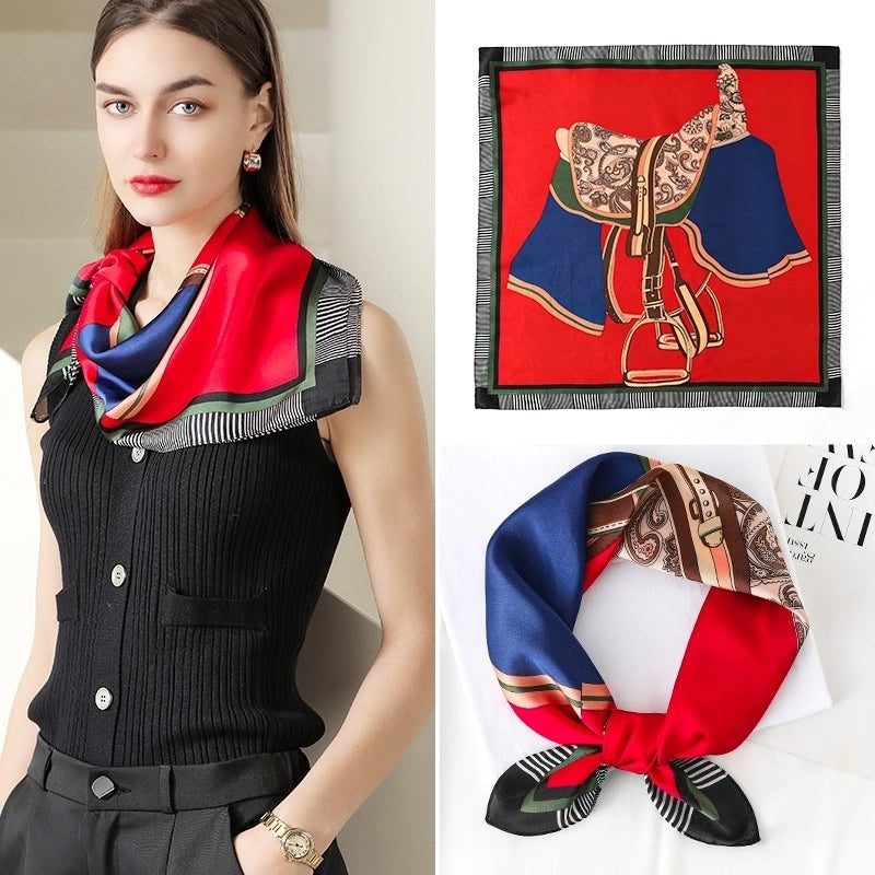 Women's Minimalist Printing Satin Silk Scarves
