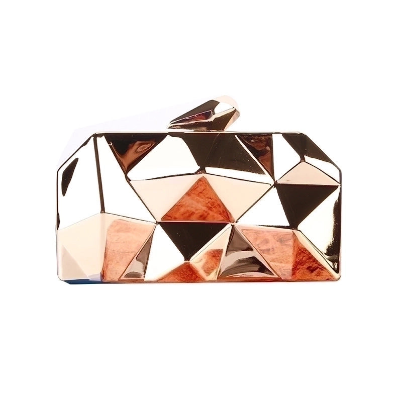 Pure Color New Dinner Bag Rhombus Iron Box Evening Bag Evening Clutch Bag