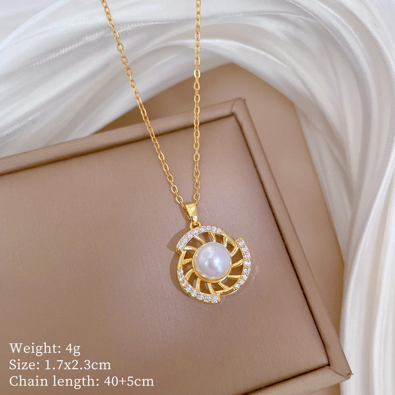 Copper Micro-Inlaid Necklace For Women Copper Micro-Inlaid Real Gold Electroplating Simple Ins Exquisite Clavicle Chain Neck Chain