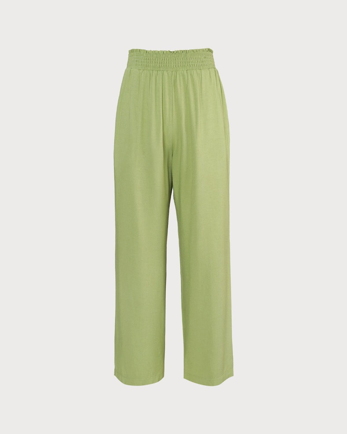 The Green Elastic Waist Straight Ninth Pants