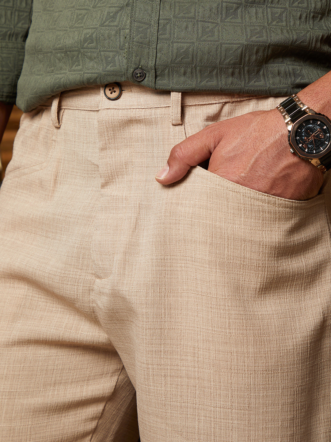 Tailored Linen-Blend Trousers