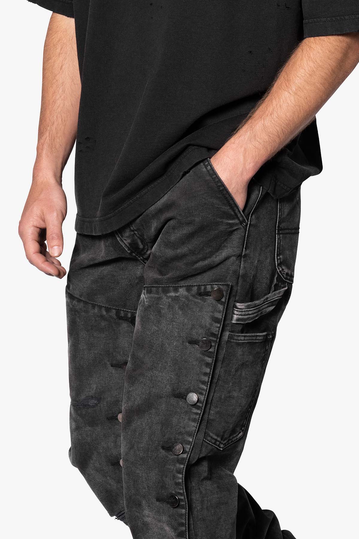 V624 Snap Off Baggy Pants - Vintage Black