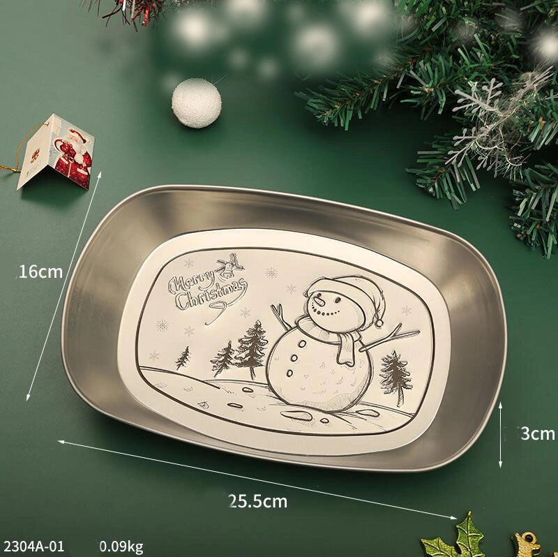Casual Elegant Christmas Hat Christmas Tree Santa Claus Tinplate Tableware 1 Piece