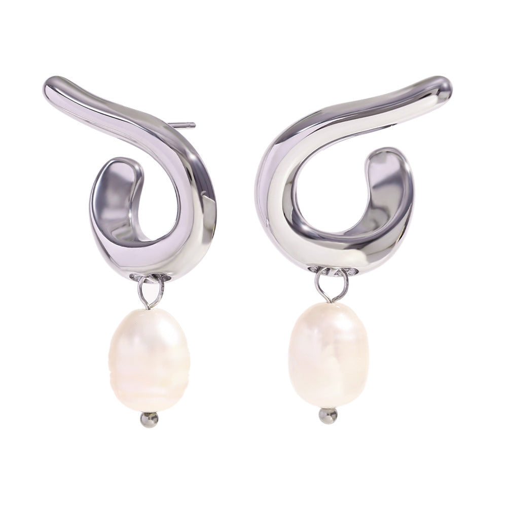 Fashion Stripe Round Geometric Stainless Steel Electroplating Earrings