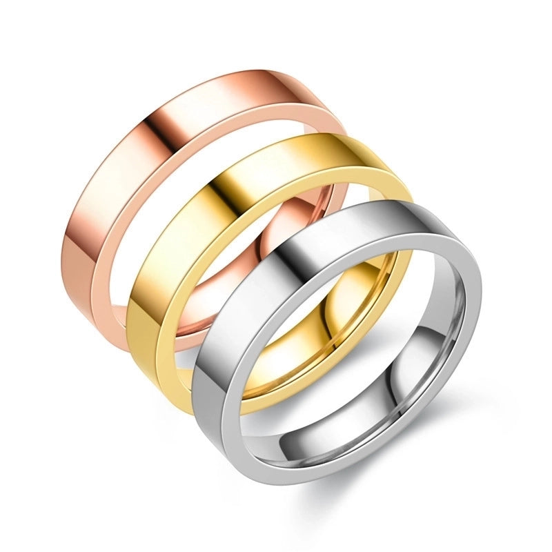 Minimalist Solid Color Stainless Steel 18K Gold Plated Rings