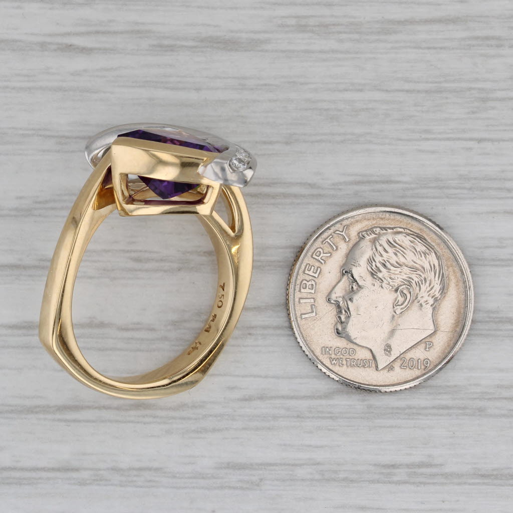 Krementz 3.32ctw Amethyst Chrome Diopside Ring 18k Yellow Gold Platinum Size 7