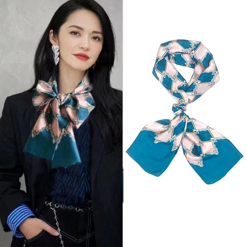 Women's Elegant Minimalist Geometric Chiffon Printing Silk Scarf