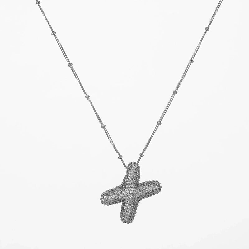 Copper Gold Plated Silver Plated IG Style Minimalist Plating Inlay Letter Zircon Pendant Necklace