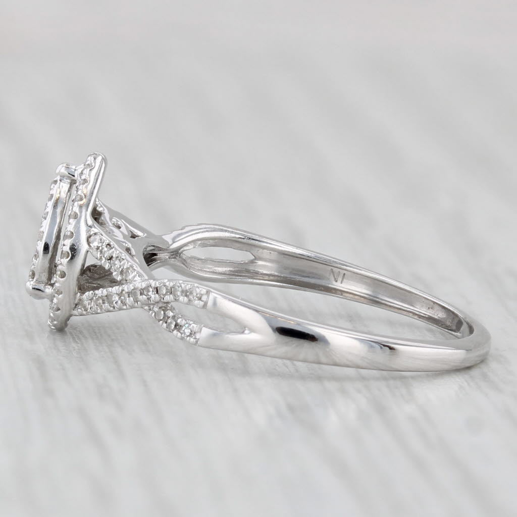 0.12ctw Diamond Cluster Halo Engagement Ring 10k White Gold Size 7.25