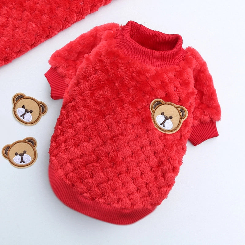 Large And Small Dog Clothes Cat Pet Clothes Autumn And Winter New Pet Supplies Velvet Clothes French Bucket Two-legged Clothes Plaid