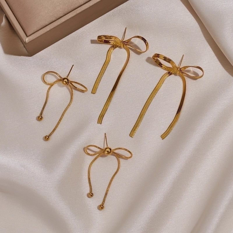 1 Pair Vintage Style Exaggerated Square Bow Knot Shell Plating 304 Stainless Steel 18K Gold Plated Ear Studs