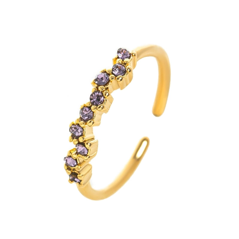 Minimalist Classic Style Geometric 304 Stainless Steel Zircon 18K Gold Plated Inlay Stainless Steel Rings