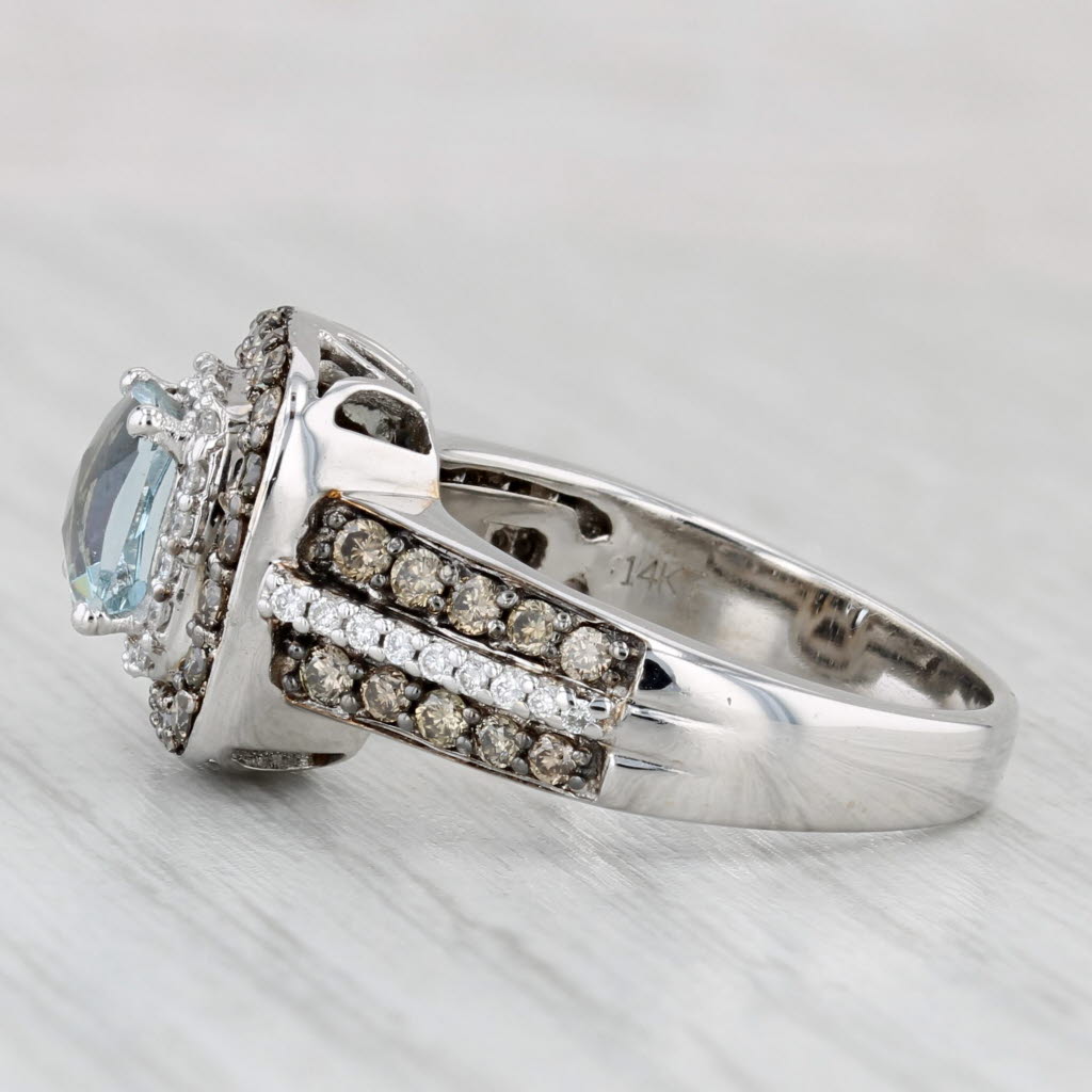 Le Vian 1.84ctw Aquamarine Diamond Halo Ring 14k White Gold Size 6.75