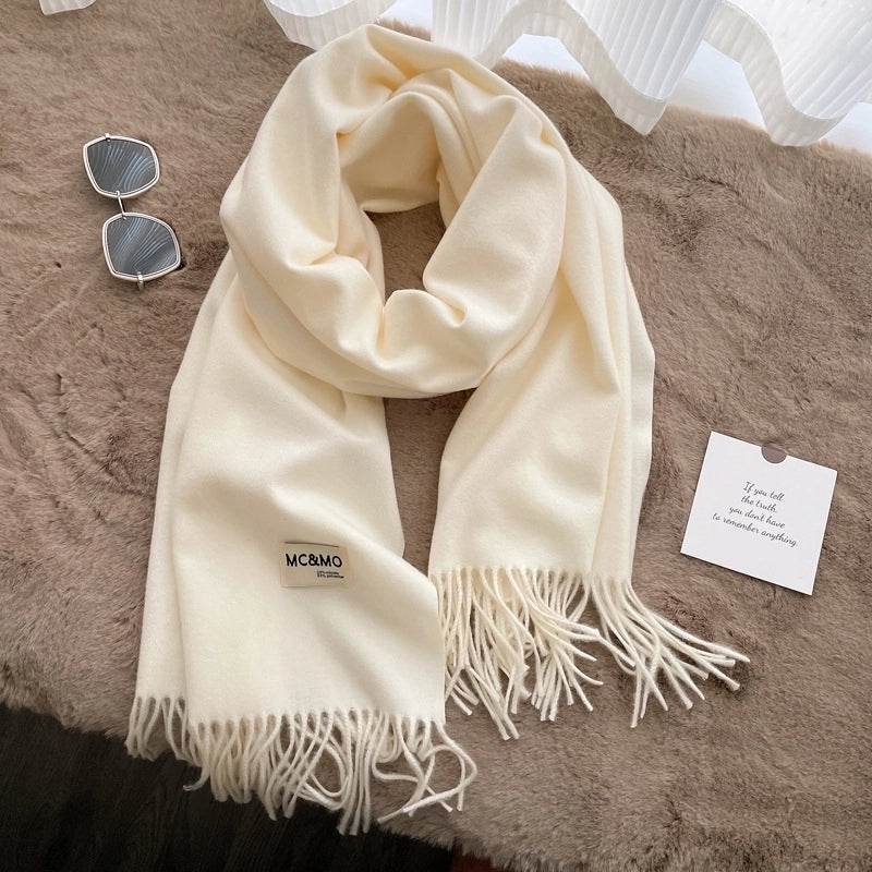 New Solid Color Cashmere Scarf Women's Fashion Wear Autumn And Winter Warm Shawl Women's Scarf