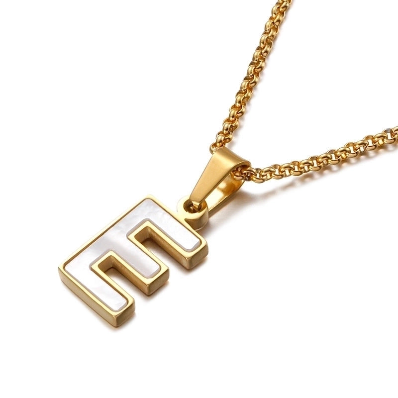 Simple Shell English Letter Titanium Steel Necklace
