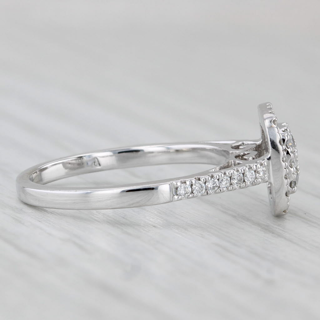 0.27ctw Diamond Cluster Halo Engagement Ring 14k White Gold Size 7