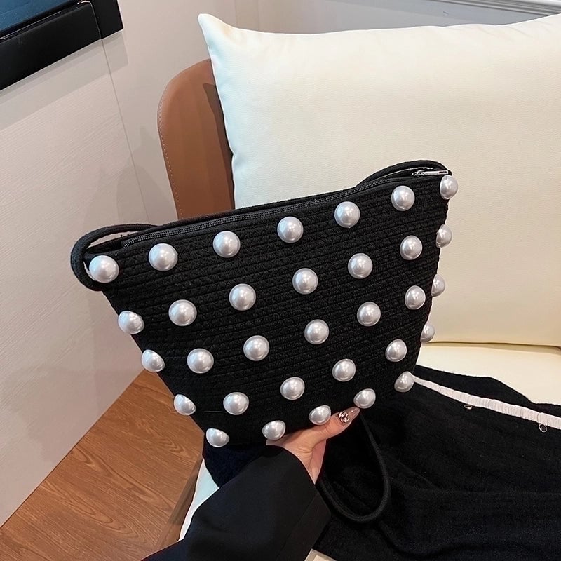 Women's Straw Solid Color Elegant Zipper Crossbody Bag