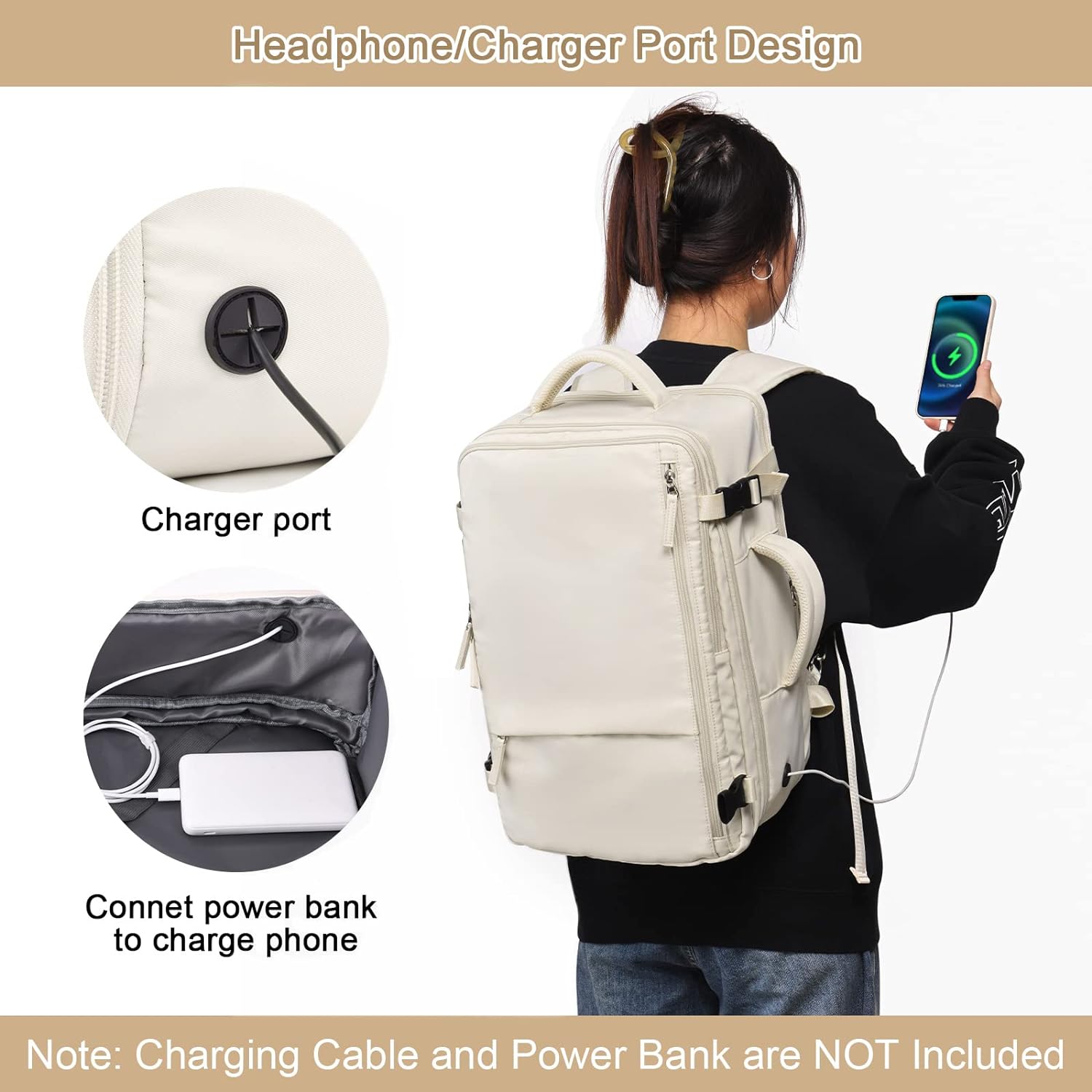Large Travel Backpack for Women Men, Expandable 40L Carry On Backpack, 17 Inch Laptop Backpack College Bookbag, Waterproof Travel bag as Person Item Flight Approved