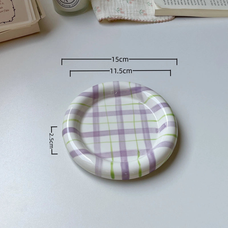 Cute Lattice Porcelain Plate 1 Piece