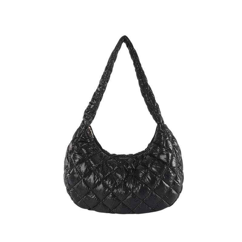 Women's Cotton Solid Color Basic Dumpling Shape Zipper Shoulder Bag Underarm Bag