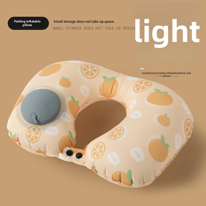 Inflatable U-shaped Pillow Cool Pressing Inflatable Pillow Travel Portable Neck Pillow Travel Sanbao Storage Pillow For Airplane