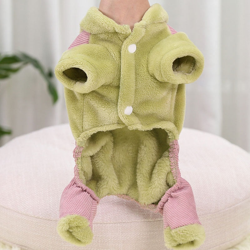 Fleece Flower Pattern Dog Jumpsuit