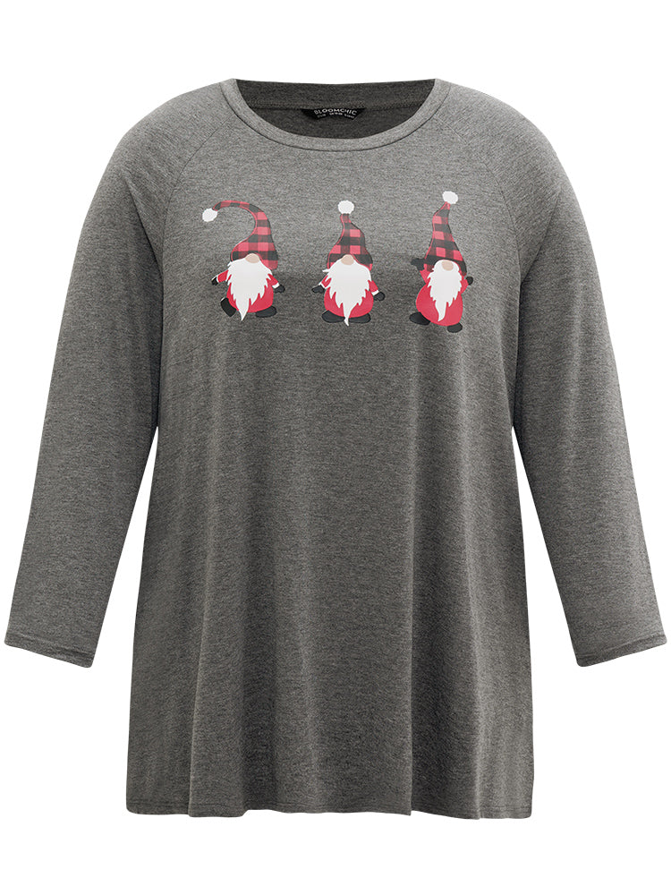Santa Claus Print Long Sleeve T-shirt