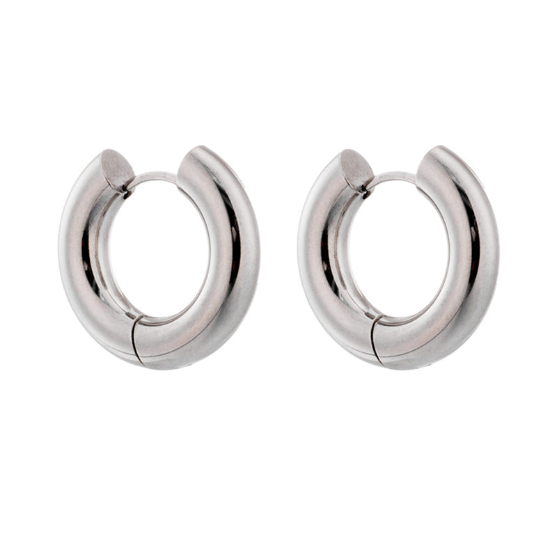 Round Geometric Titanium Steel Electroplating Stud Earrings