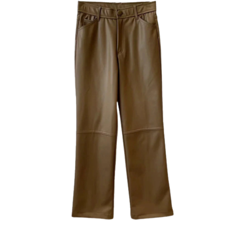 Faux Leather Wide Leg Casual Trouser Pants