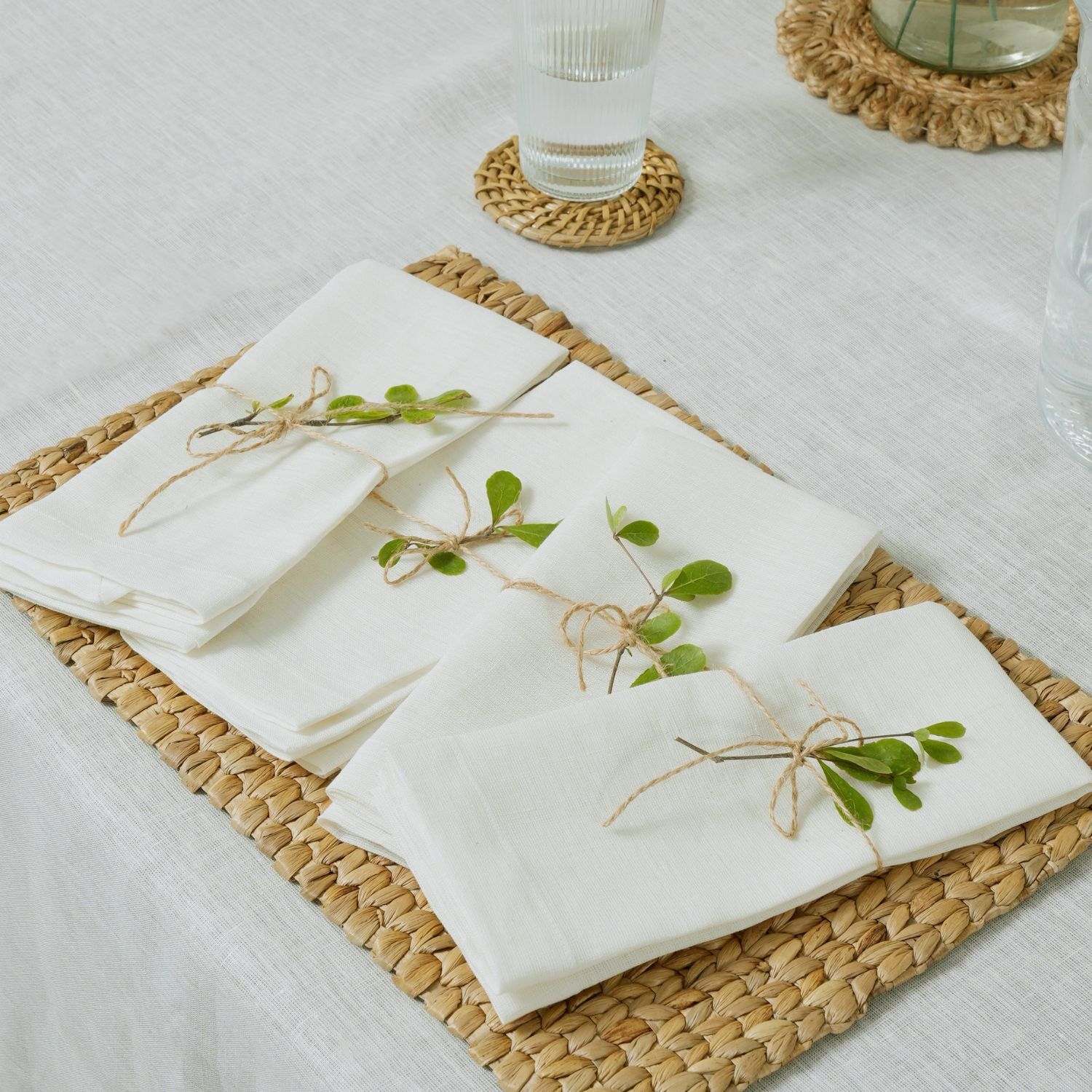 Milk White 100% Linen Plain Napkins