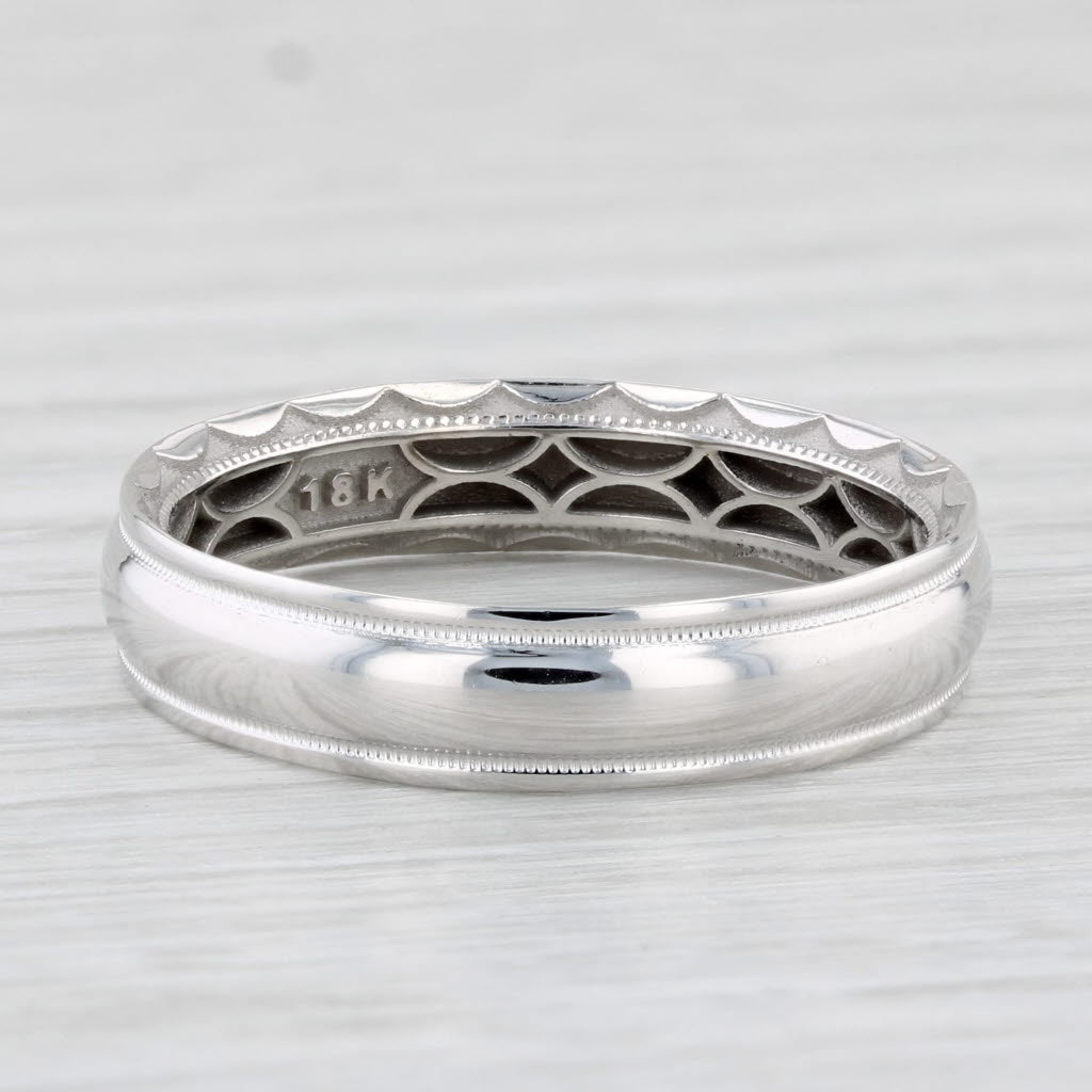 New Tacori Men's Wedding Band 18k White Gold Size 10.5 Ring Ridged Edge