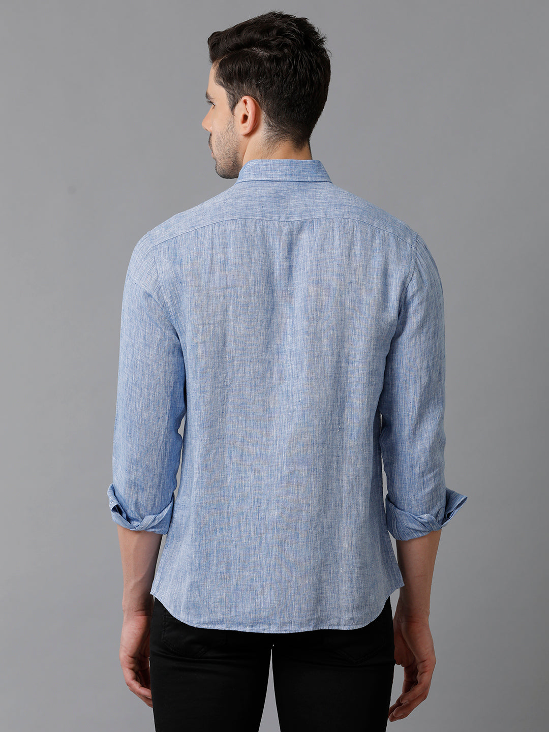 Mens Solid Casual Blue Shirt (LUCAS)