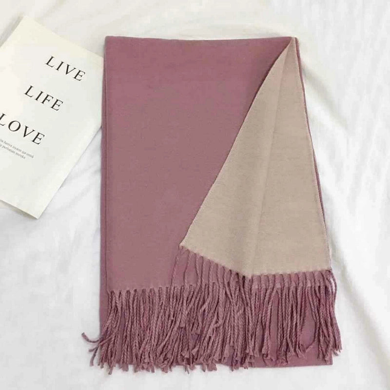 Autumn And Winter New Thickened Cashmere Double-Sided Scarf Women's Popular Versatile Color Matching Shawl Scarf