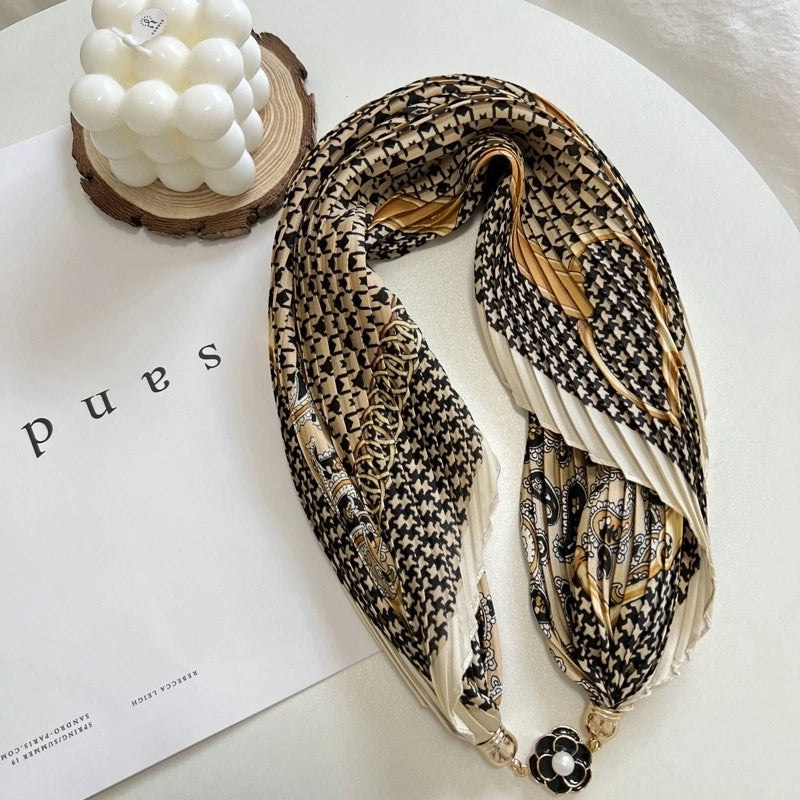 Women's Elegant Geometric Satin Printing Silk Scarf