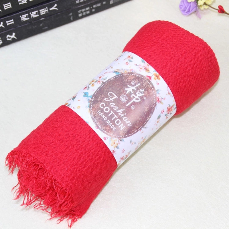 Women's Elegant Lady Minimalist Solid Color Cotton And Linen Scarf
