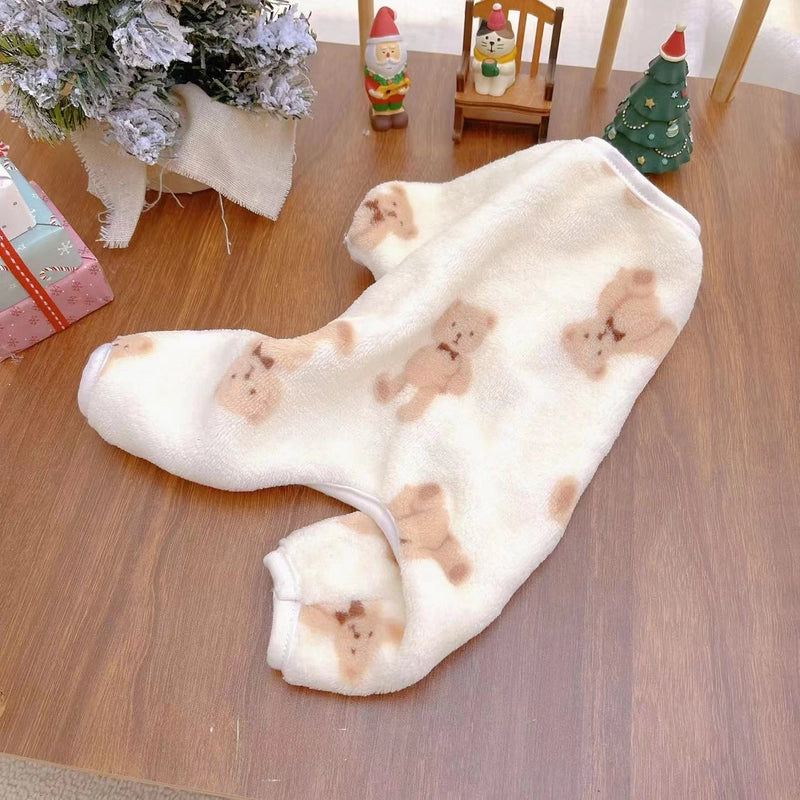 Pet Clothes Dog Cat Autumn And Winter Double-sided Velvet Warm Four-legged Home Clothes Teddy Bear Small And Medium Dog Clothing