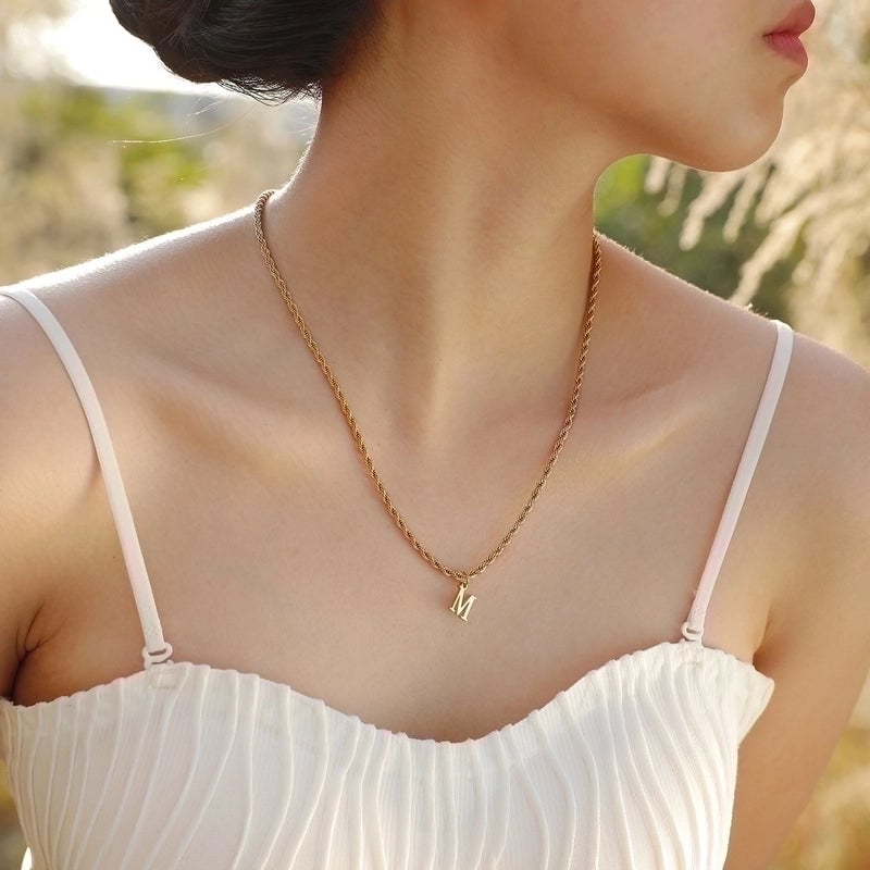 Minimalist Letter Stainless Steel Gold Plated Pendant Necklace