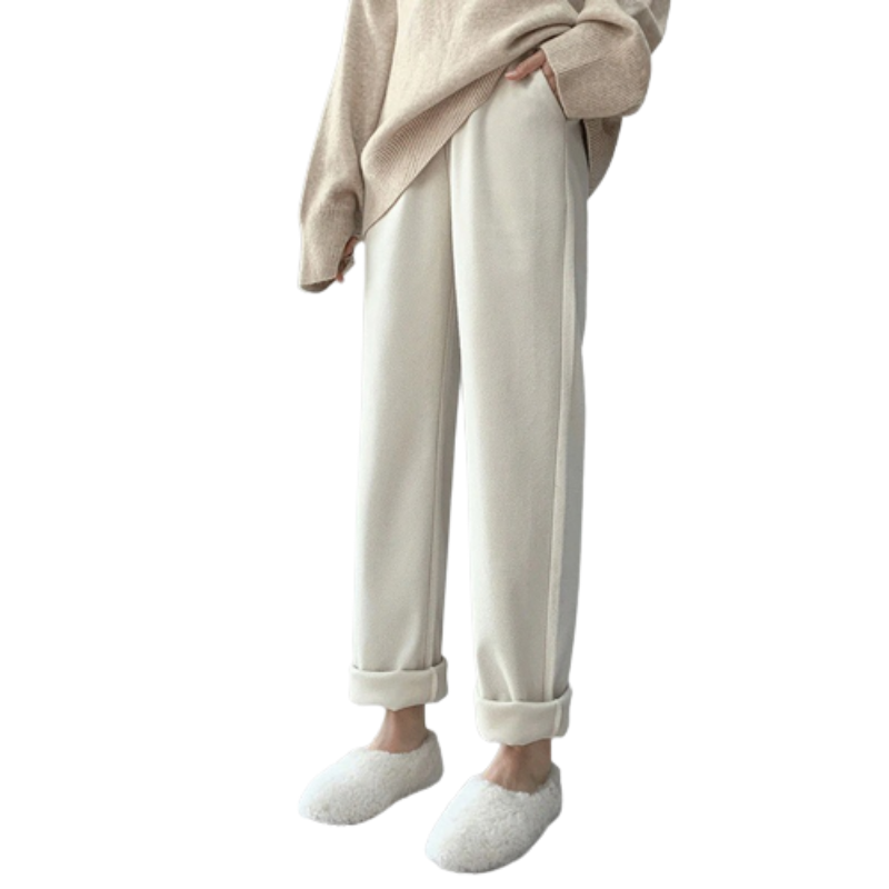 Knitted Straight Leg High Waist Loose Wide Woolen Pants