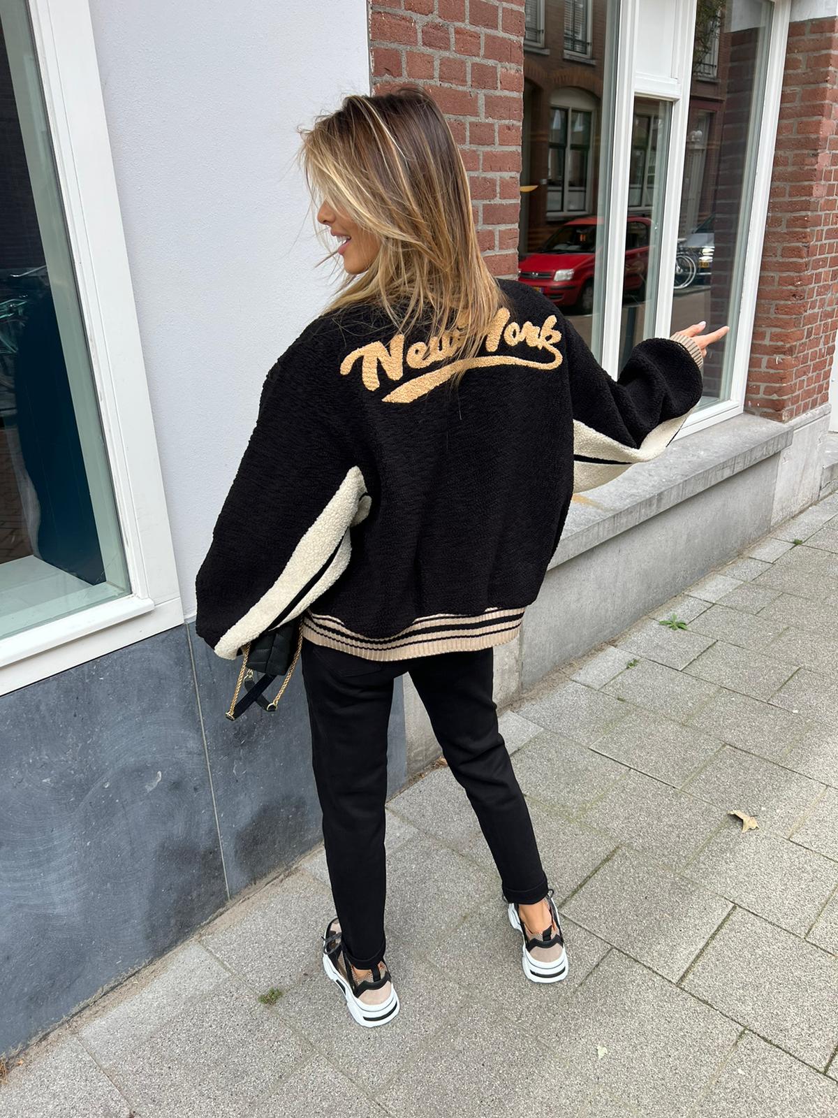 Teddy baseball jacket black