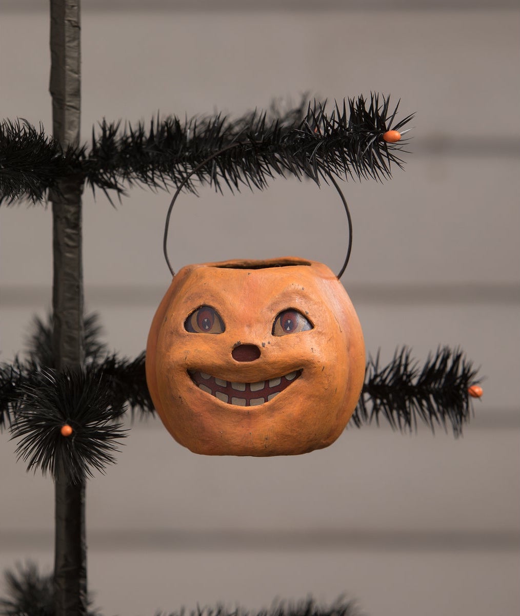 Vintage Grinning Mini Pumpkin Bucket