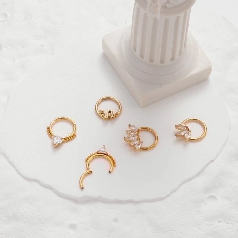 1 Piece Nose Rings & Studs Punk Solid Color 316L Stainless Steel  Copper Plating Inlay Zircon