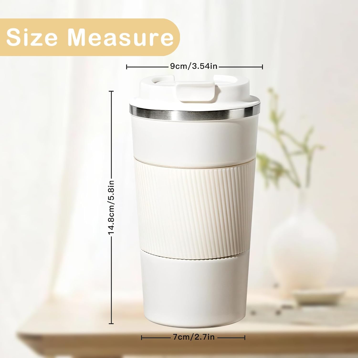 Senshuomy Travel Mug, Insulated Coffee Cup with Leakproof Lid, Reusable Coffee Cups Travel Cup, Stainless Steel thermaol Mug for Hot Cold Drinks (Green 380ml)