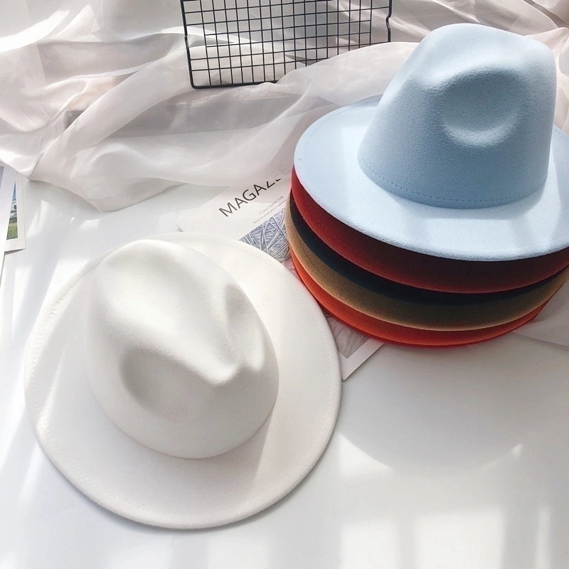 Unisex Fashion Solid Color Wide Eaves Felt Hat